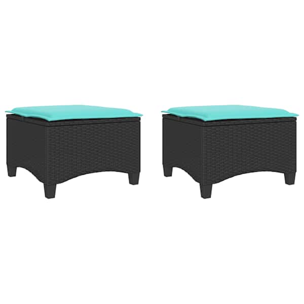 vidaXL aiatoolid patjadega, 2 tk, must, 55 x 55 x 36 cm, pol&uuml;rotang