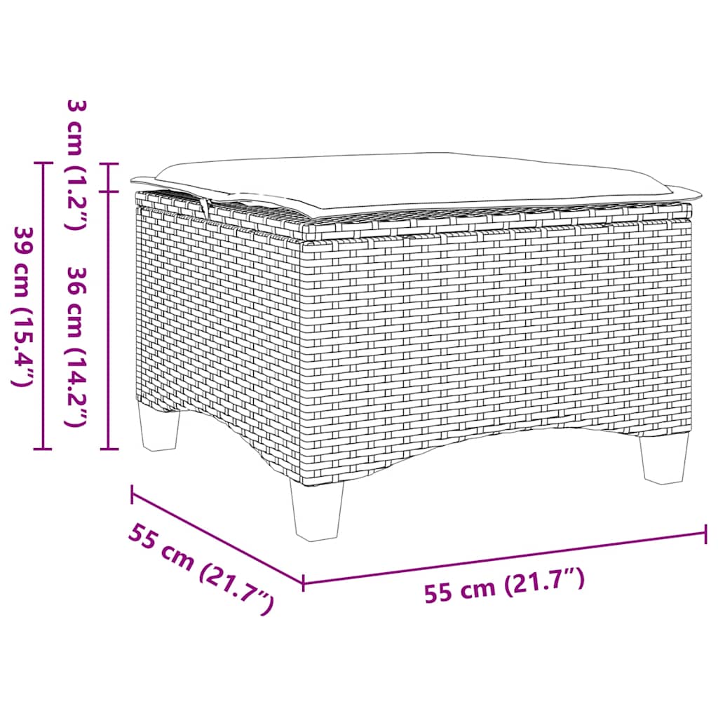 Vrtni stoli z blazinami 2 kosa črni 55x55x36 cm poli ratan - slika 8