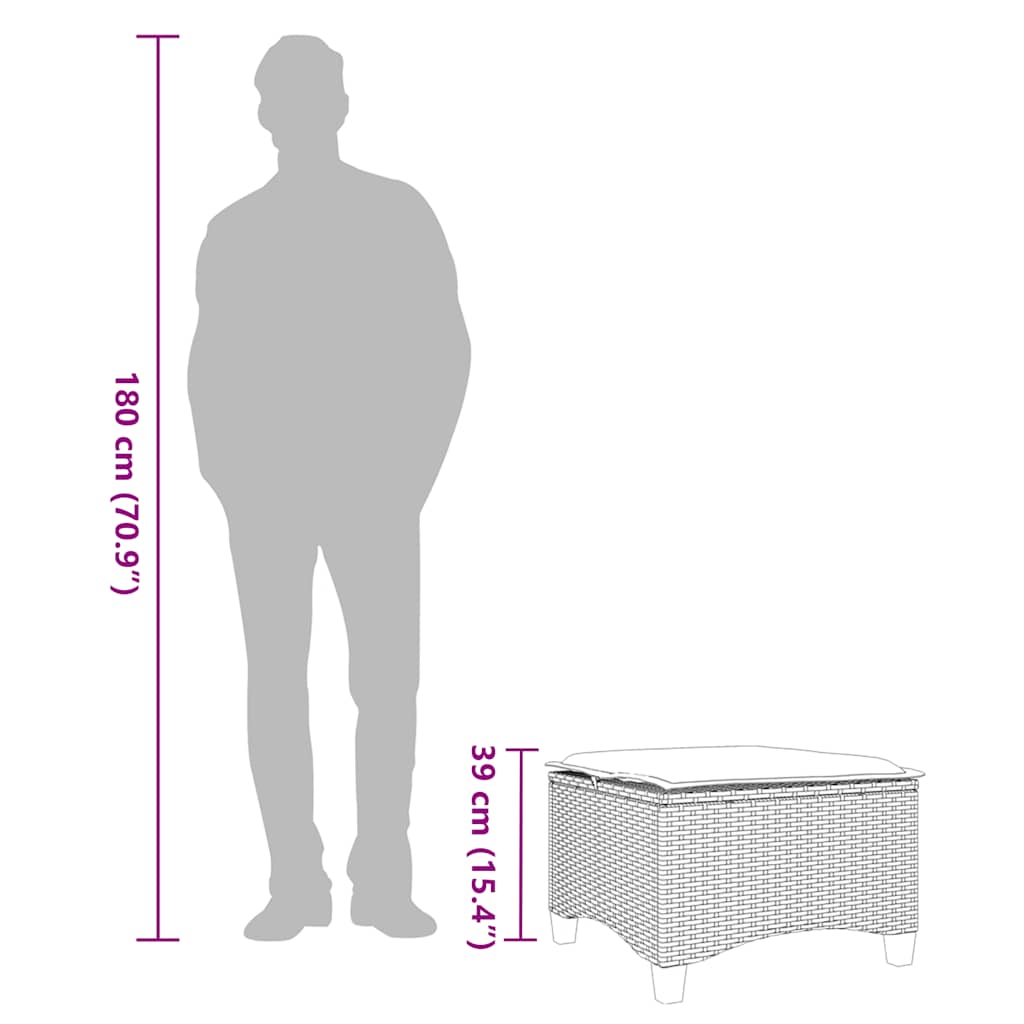 Vrtni stoli z blazinami 2 kosa črni 55x55x36 cm poli ratan - slika 9