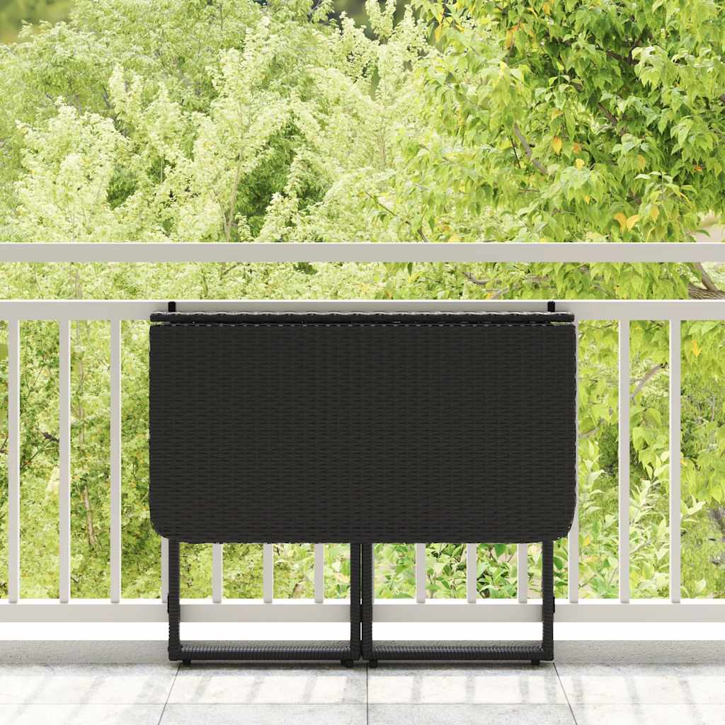 vidaXL fekete polyrattan összecsukható kerti asztal 90x51x75 cm