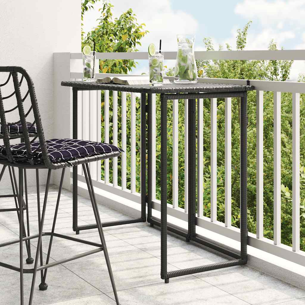 vidaXL Gartentisch Klappbar Schwarz 90x51x75 cm Poly Rattan