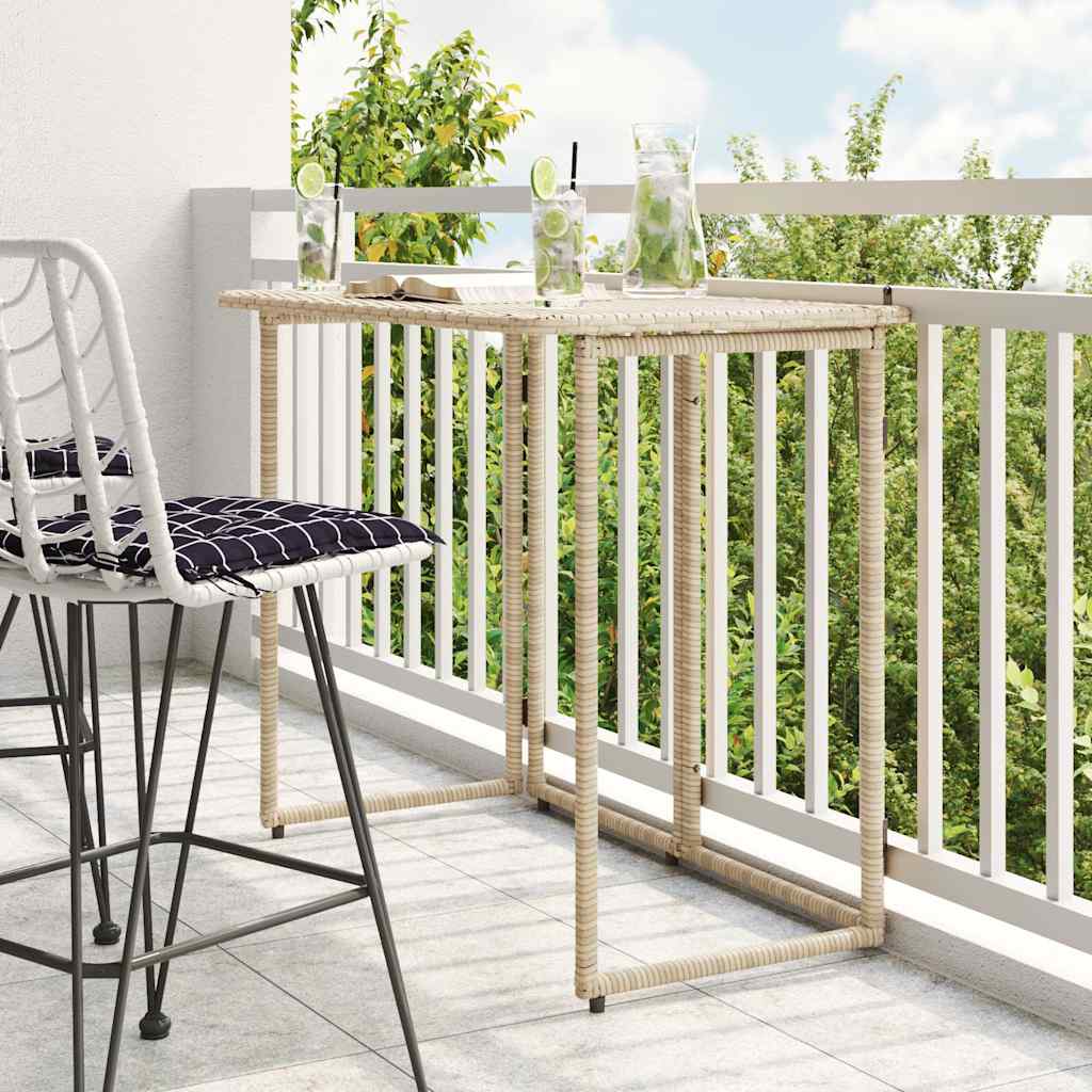 vidaXL Gartentisch Klappbar Beige 90x51x75 cm Poly Rattan