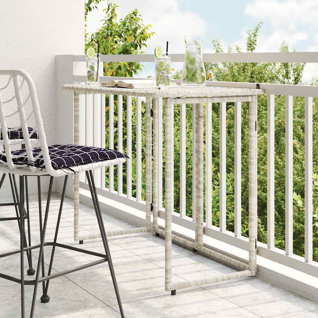 vidaXL Gartentisch Klappbar Hellgrau 90x51x75 cm Poly Rattan