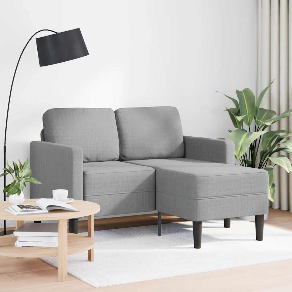 Thumbnail - vidaXL 2-Sitzer-Sofa mit Chaiselongue L-Form Hellgrau 125 cm Stoff