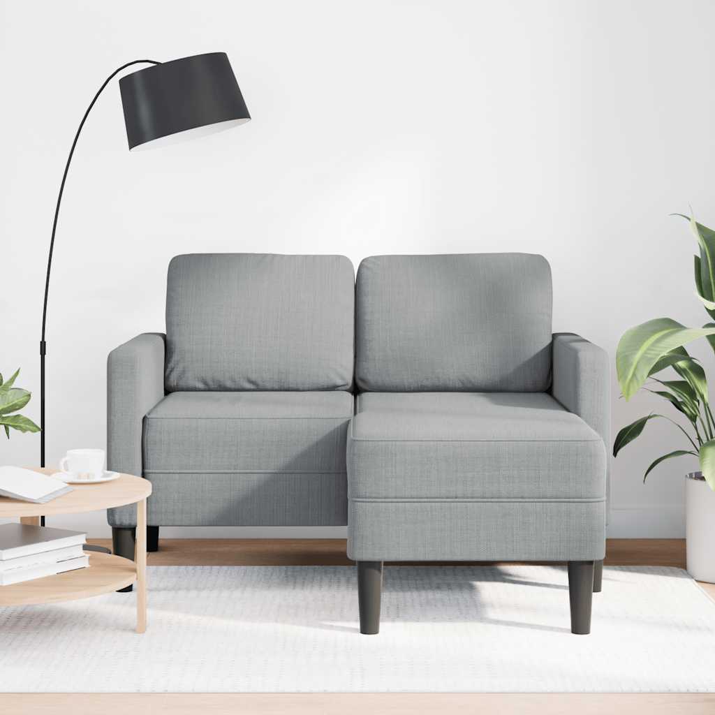 vidaXL 2-Sitzer-Sofa mit Chaiselongue L-Form Hellgrau 125 cm Stoff