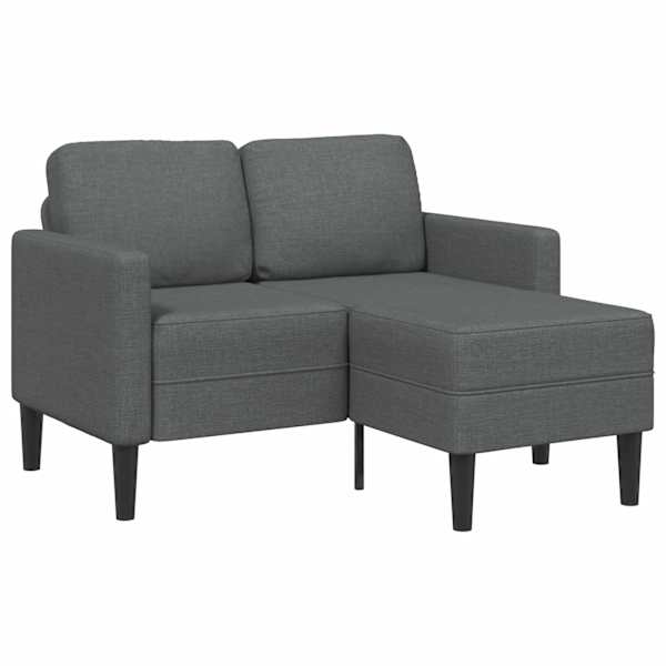 vidaXL kahekohaline L-kujuline diivan tugitooliga, tumehall, 125 cm, kangas
