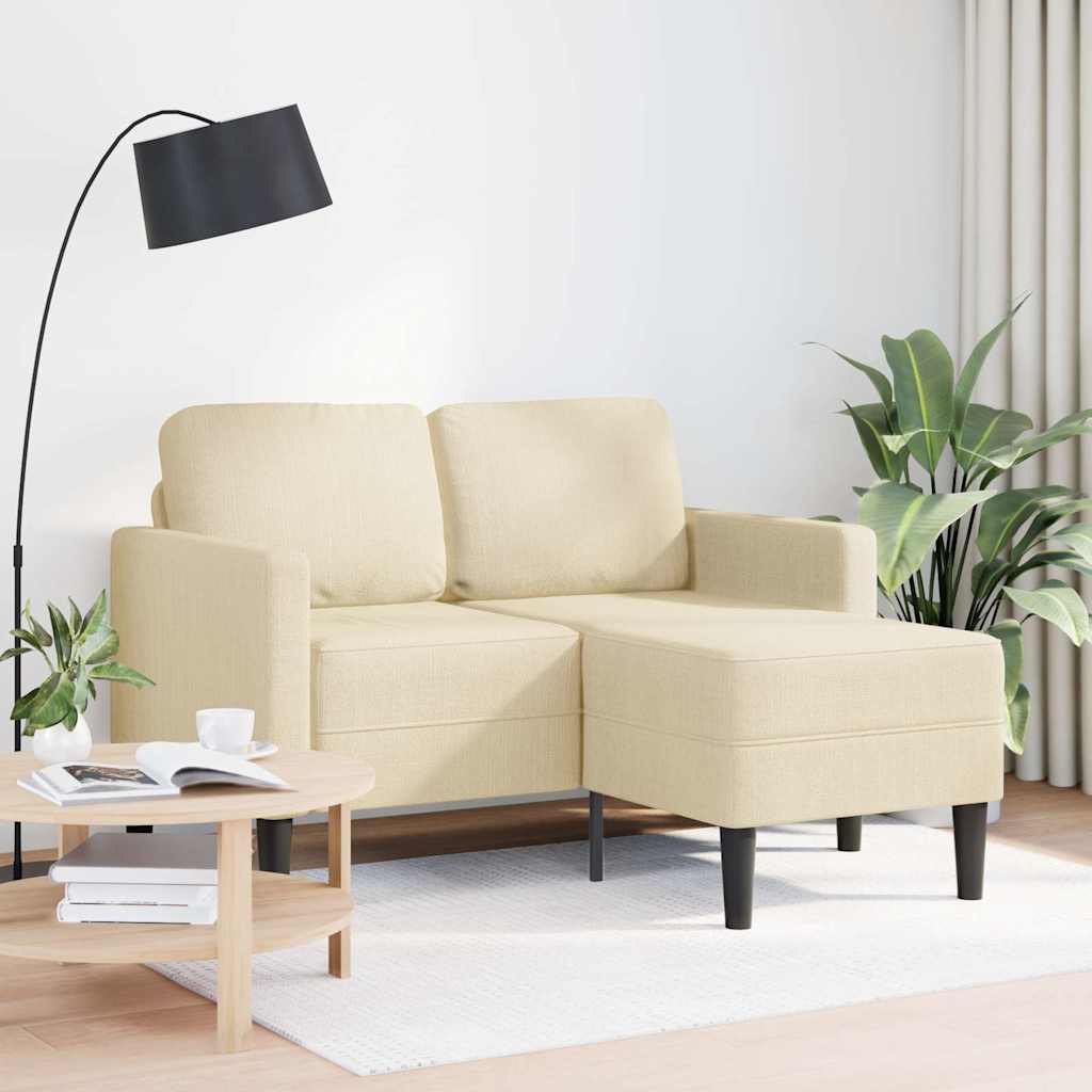 vidaXL 2-Sitzer-Sofa mit Chaiselongue L-Form Creme 125 cm Stoff