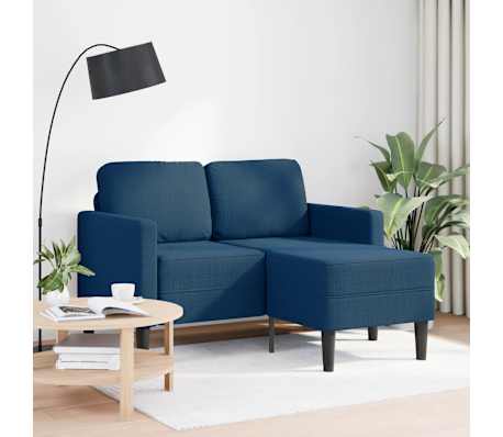 vidaXL Divano 2 Posti con Chaise longue a L Blu 125 cm in Tessuto