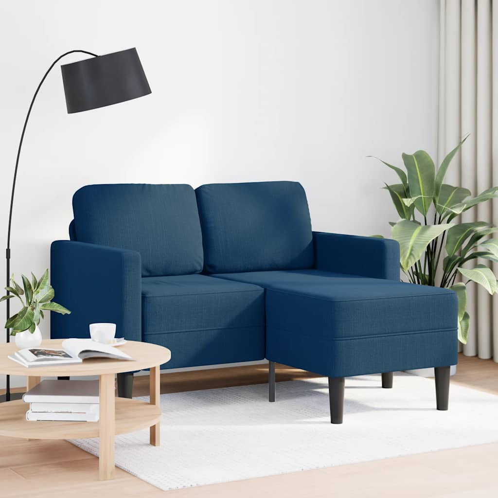 vidaXL 2-Sitzer-Sofa mit Chaiselongue L-Form Blau 125 cm Stoff