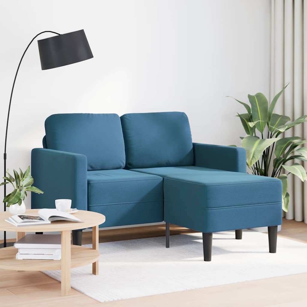 vidaXL 2-Sitzer-Sofa mit Chaiselongue L-Form Blau 125 cm Samt