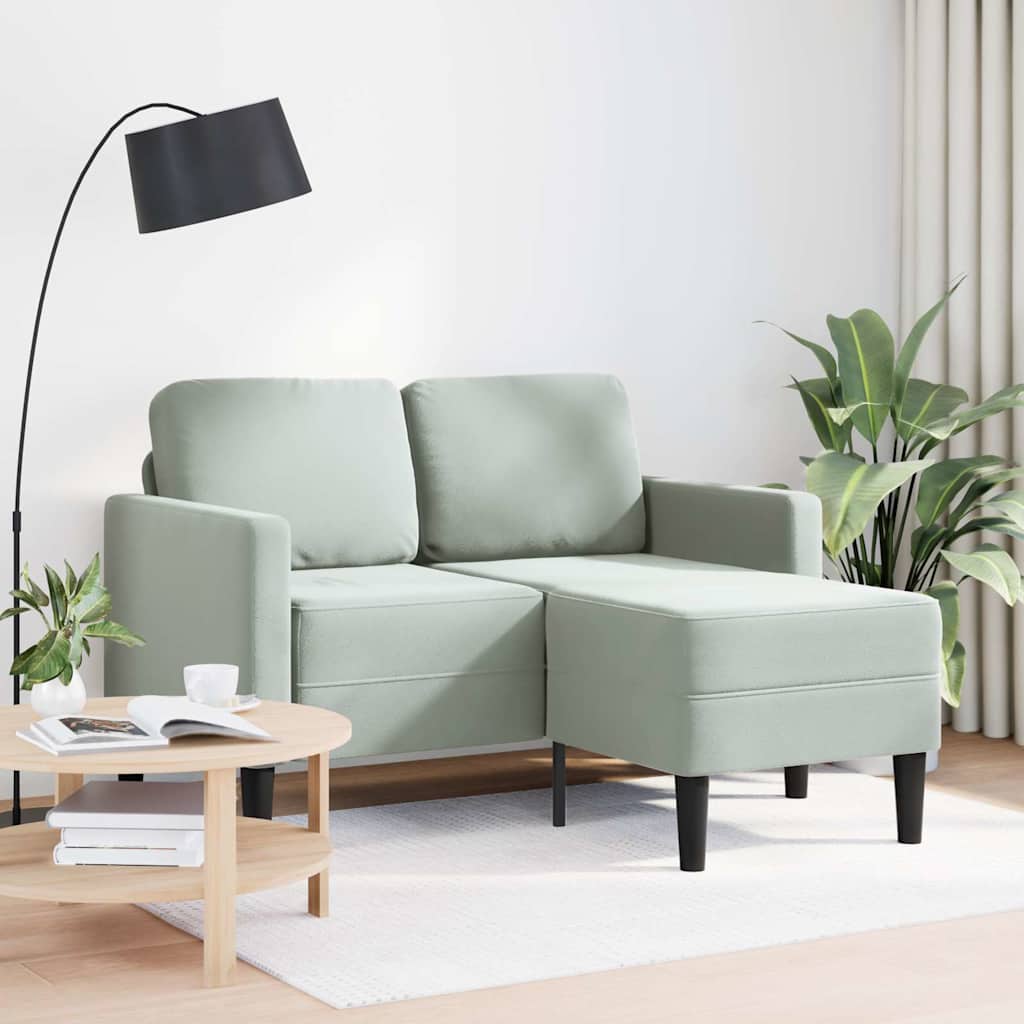 vidaXL 2-zitsbank met ligstoel L-vormig lichtgrijs 125 cm fluweel afbeelding