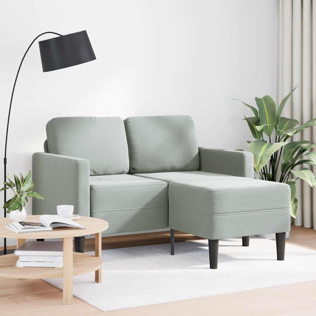 vidaXL 2-Sitzer-Sofa mit Chaiselongue L-Form Hellgrau 125 cm Samt