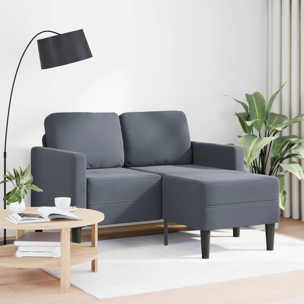 vidaXL 2-Sitzer-Sofa mit Chaiselongue L-Form Dunkelgrau 125 cm Samt