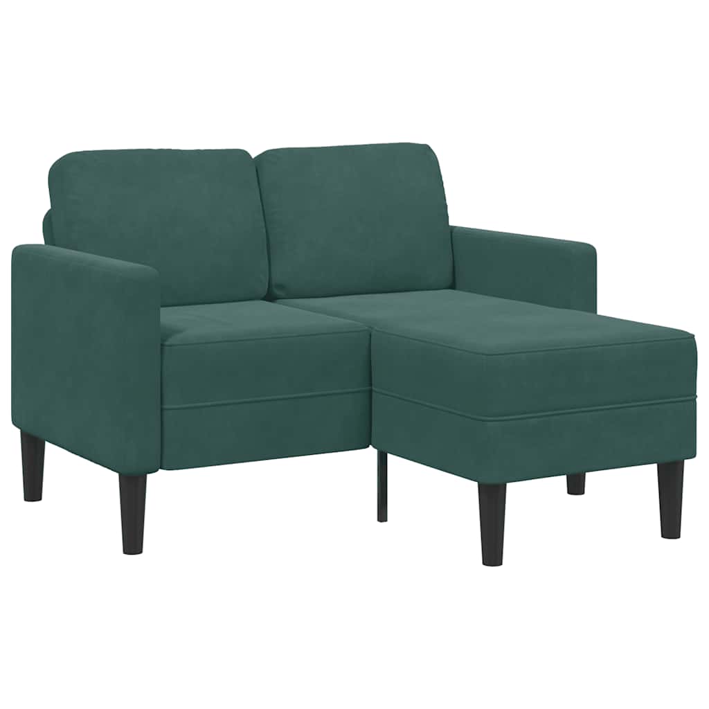 vidaXL Canapea cu 2 locuri cu șezlong în formă de L verde închis 125cm