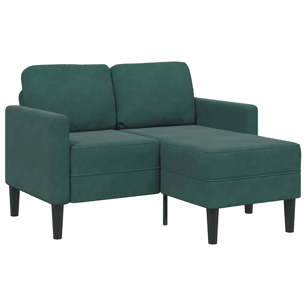 vidaXL Canapea cu 2 locuri cu șezlong în formă de L verde închis 125cm