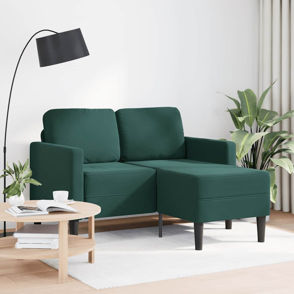 vidaXL 2-Sitzer-Sofa mit Chaiselongue L-Form Dunkelgrün 125 cm Samt