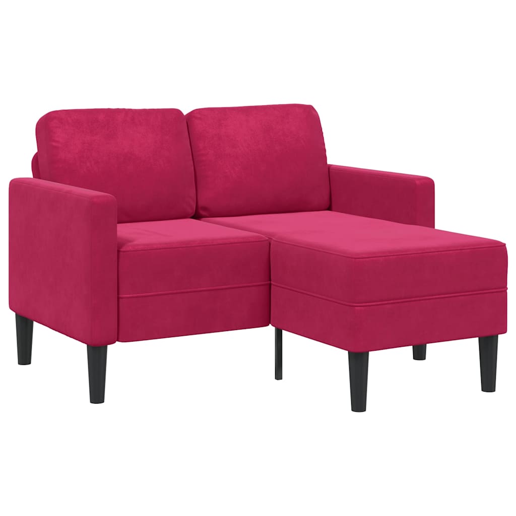 vidaXL 2-Sitzer-Sofa mit Chaiselongue L-Form Weinrot 125 cm Samt
