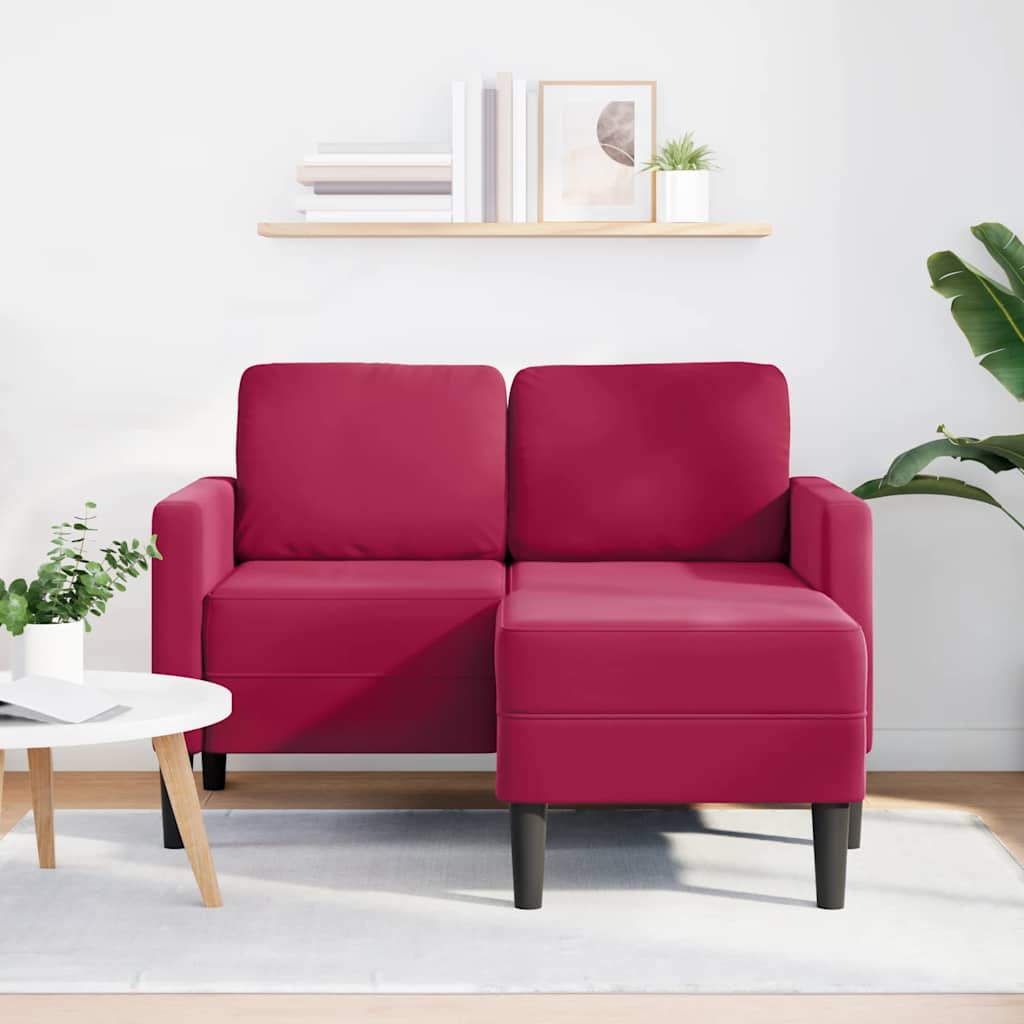 Thumbnail - vidaXL 2-Sitzer-Sofa mit Chaiselongue L-Form Weinrot 125 cm Samt
