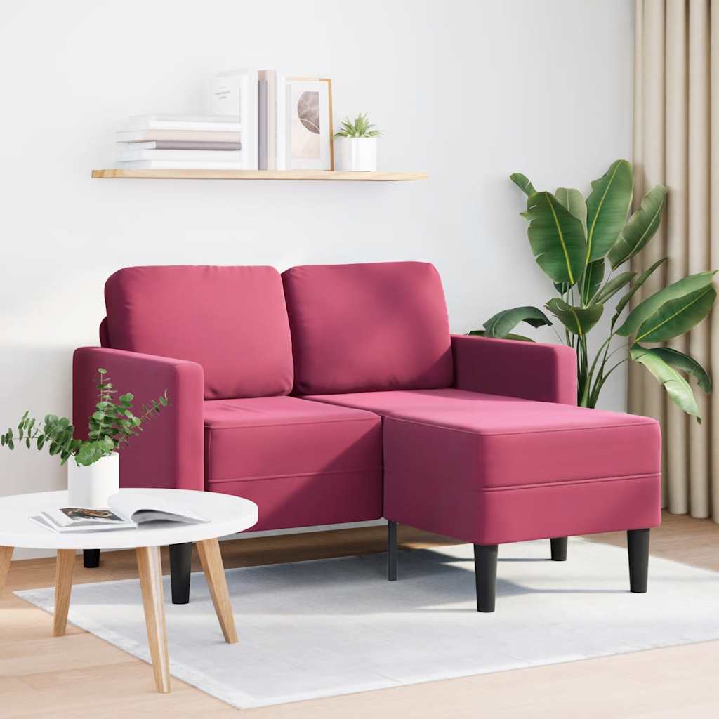 Thumbnail - vidaXL 2-Sitzer-Sofa mit Chaiselongue L-Form Weinrot 125 cm Samt