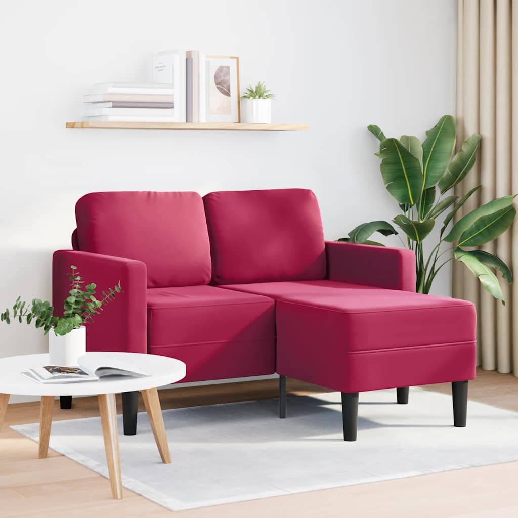 Thumbnail - vidaXL 2-Sitzer-Sofa mit Chaiselongue L-Form Weinrot 125 cm Samt