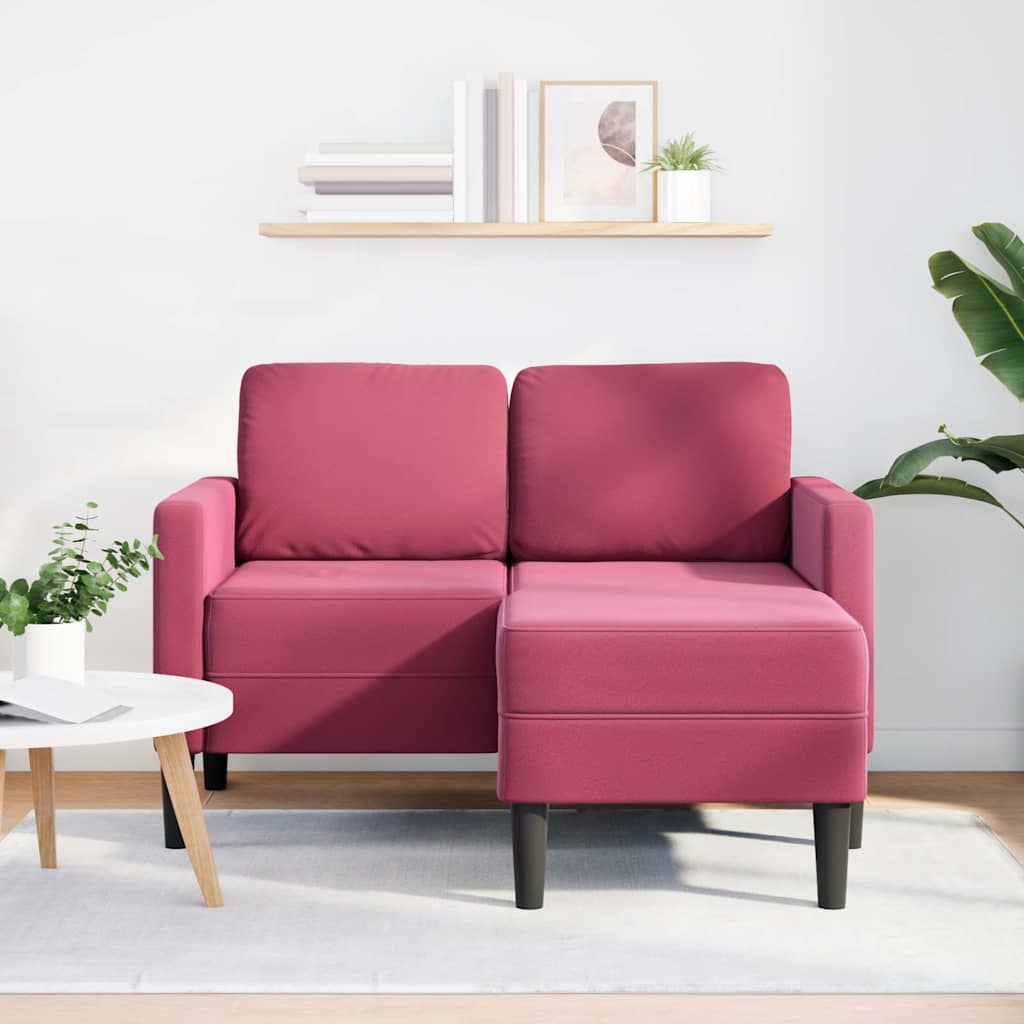 vidaXL 2-Sitzer-Sofa mit Chaiselongue L-Form Weinrot 125 cm Samt