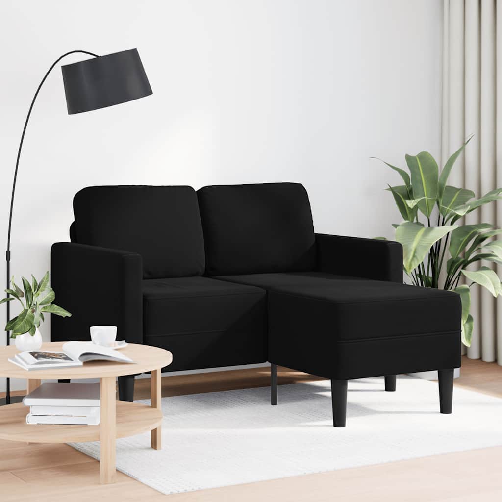 vidaXL fekete bársony 2 üléses kanapé L-alakú kanapéval 125 cm