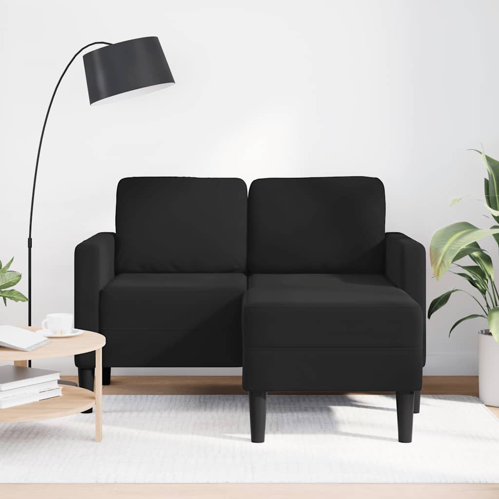 Thumbnail - vidaXL 2-Sitzer-Sofa mit Chaiselongue L-förmig Schwarz 125 cm Samt