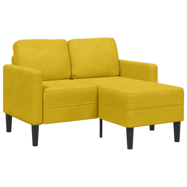 vidaXL 2-kohaline diivan diivaniga L-kujuline kollane 125 cm samet