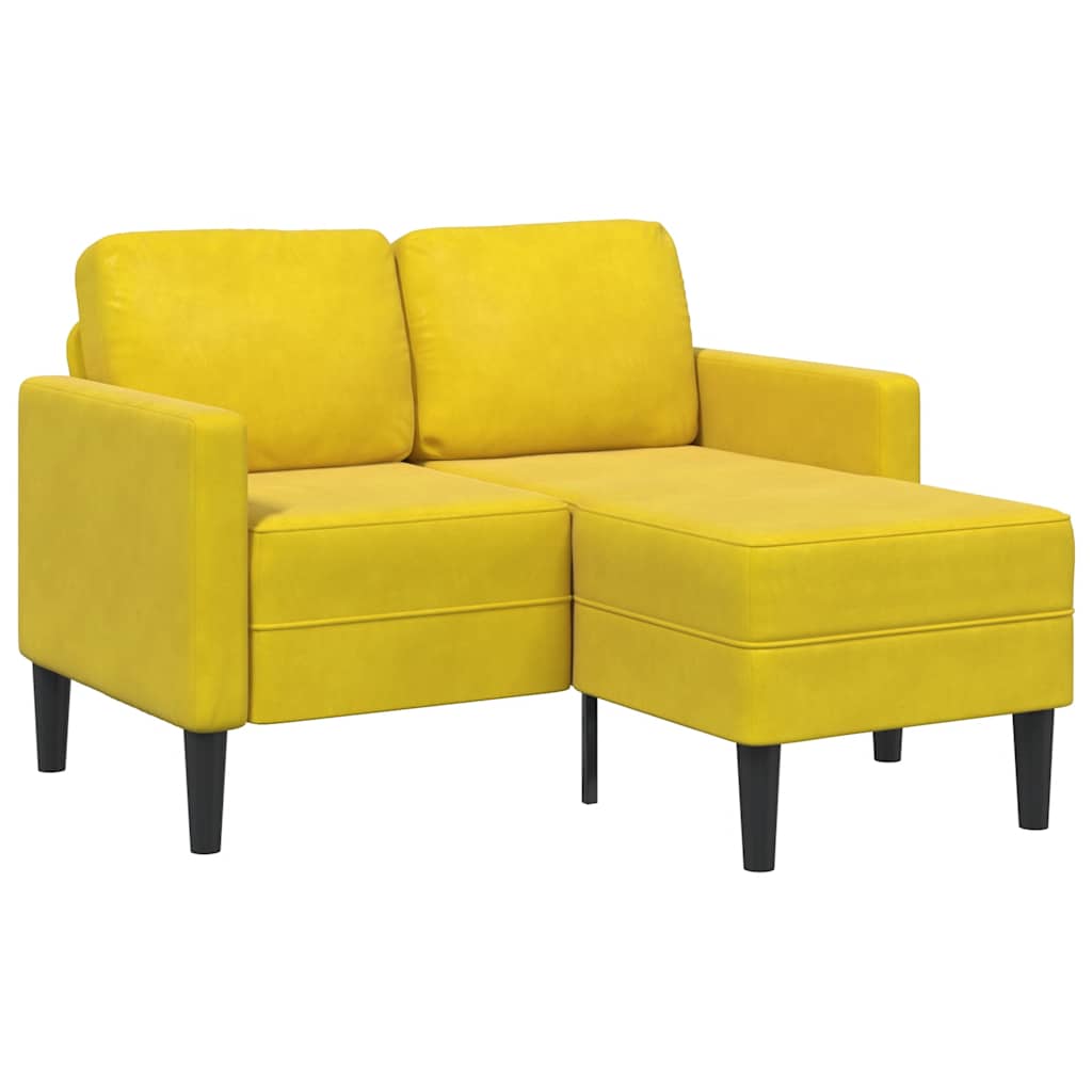 vidaXL Canapea cu 2 locuri cu șezlong în formă L catifea galbenă 125cm