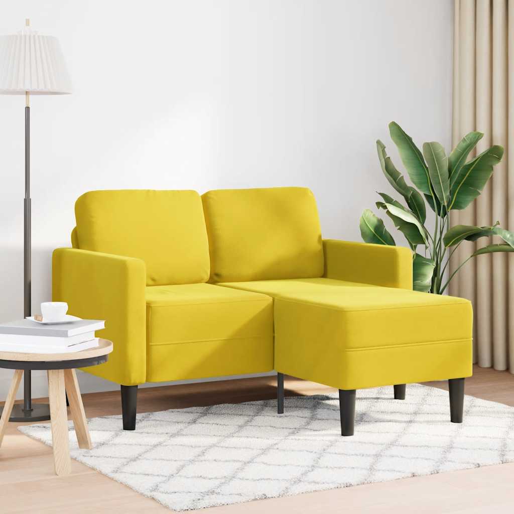 vidaXL 2-zitsbank met ligstoel L-vormig 125 cm fluweel geel