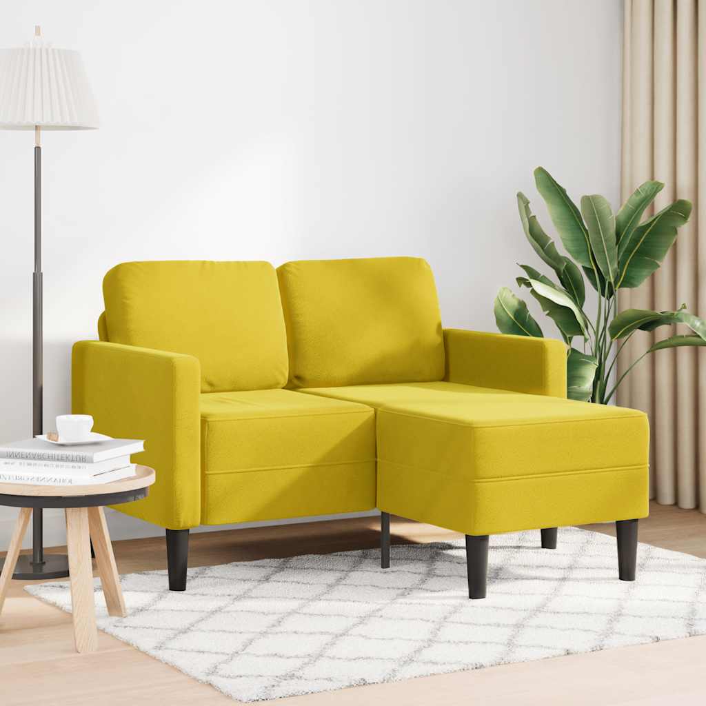 vidaXL 2-Sitzer-Sofa mit Chaiselongue L-Form Gelb 125 cm Samt