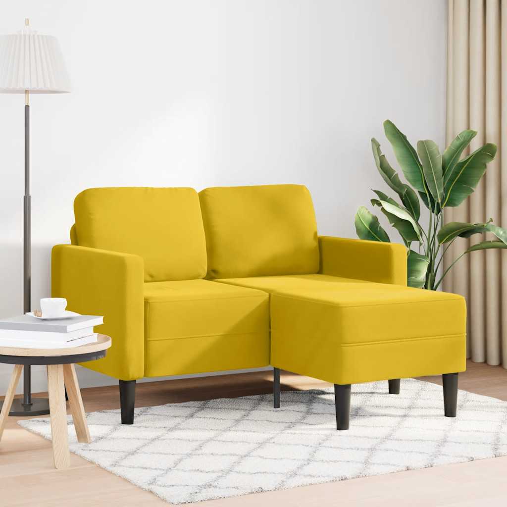 vidaXL 2-Sitzer-Sofa mit Chaiselongue L-Form Gelb 125 cm Samt
