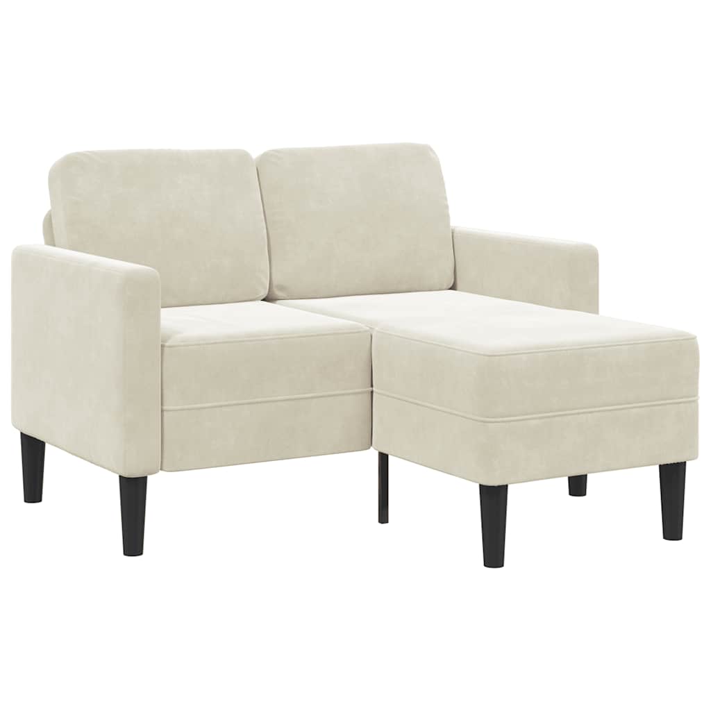 vidaXL Canapea cu 2 locuri cu șezlong în formă L crem 125 cm catifea