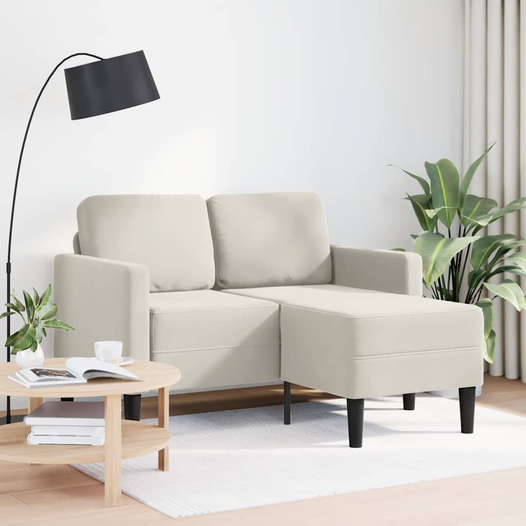 Thumbnail - vidaXL 2-Sitzer-Sofa mit Chaiselongue L-Form Creme 125 cm Samt
