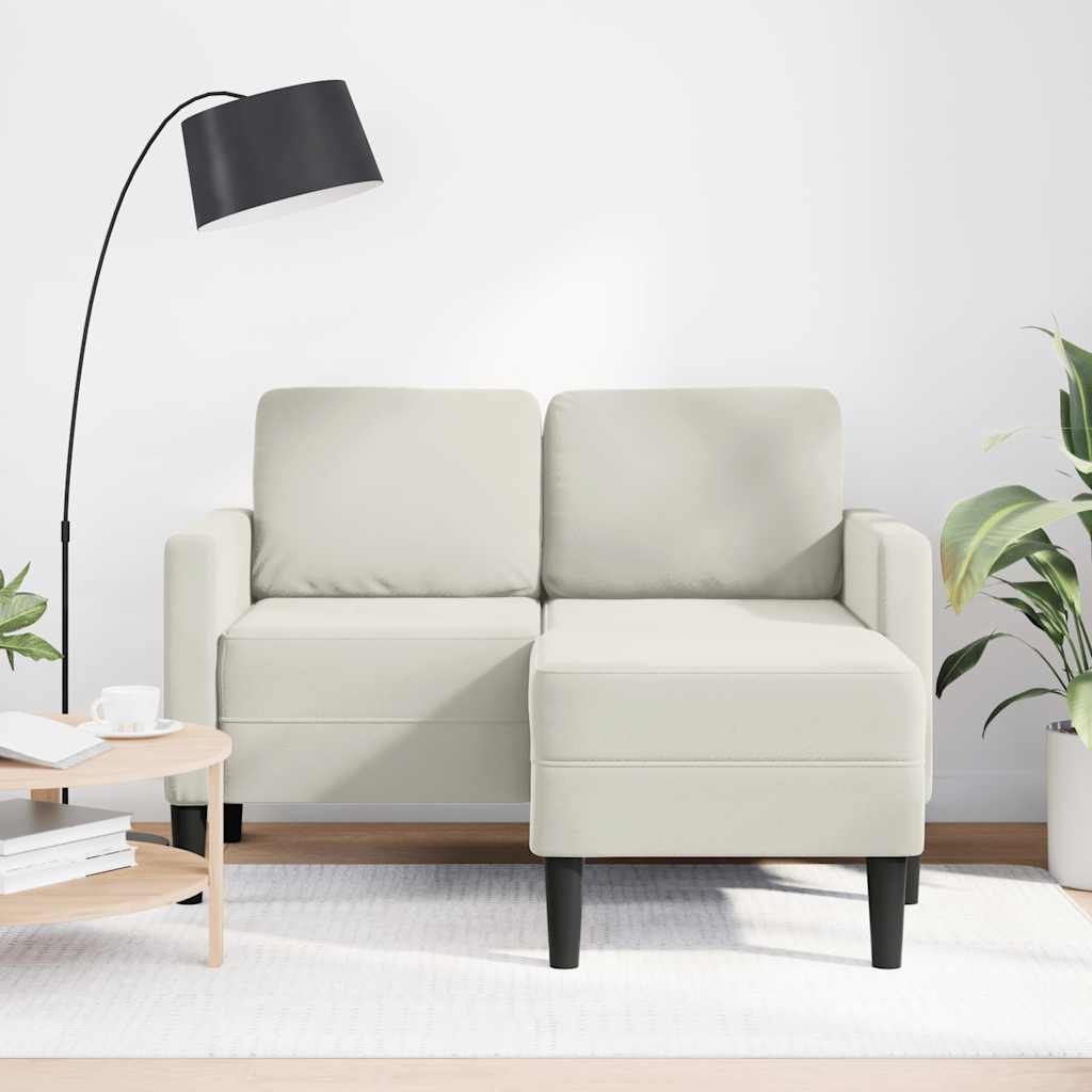 Thumbnail - vidaXL 2-Sitzer-Sofa mit Chaiselongue L-Form Creme 125 cm Samt
