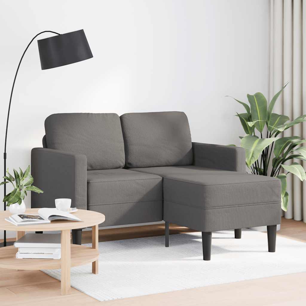 vidaXL 2-zitsbank met ligstoel L-vormig lichtgrijs 125 cm linnen afbeelding
