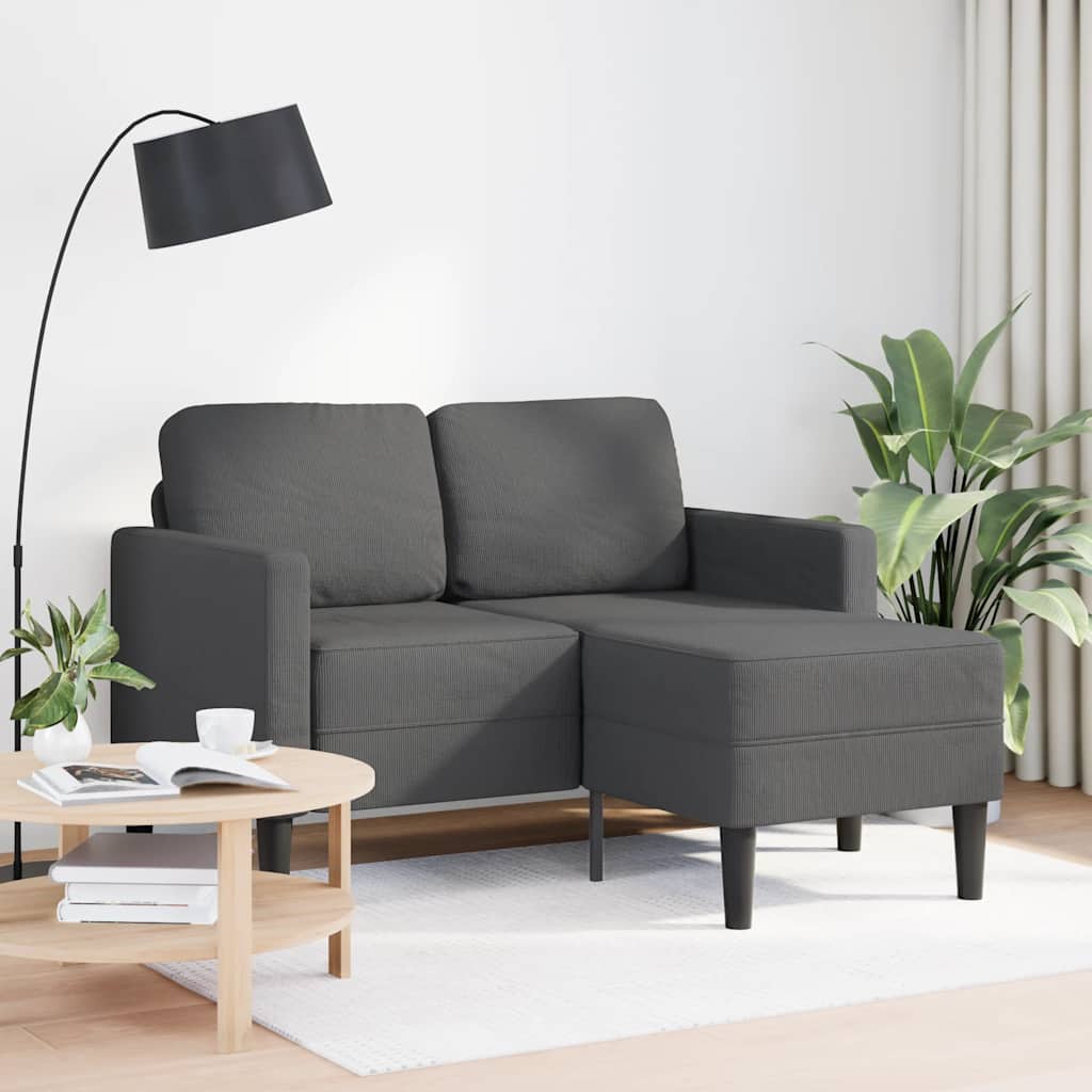 Thumbnail - vidaXL 2-Sitzer-Sofa mit Chaiselongue L-förmig Dunkelgrau 125 cm Leinen