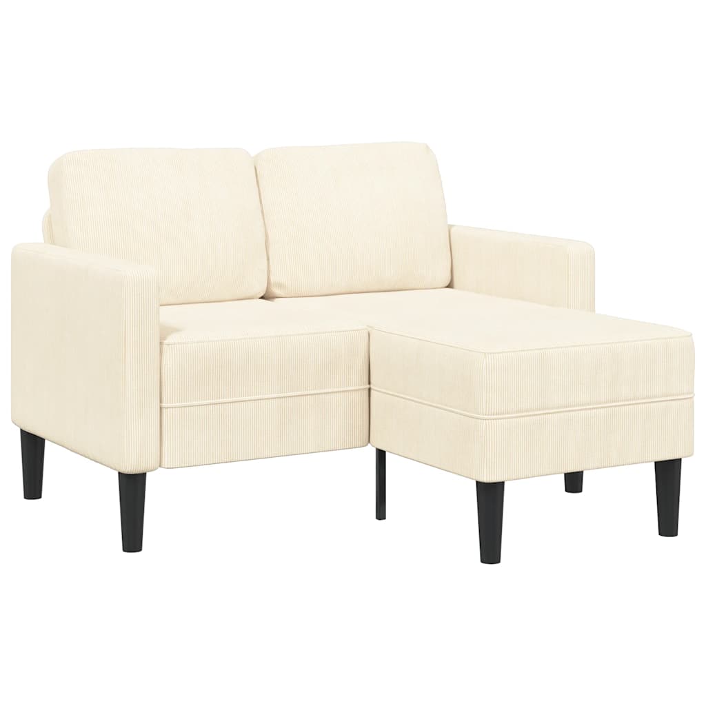 vidaXL Canapea cu 2 locuri cu șezlong în formă de L crem 125 cm in