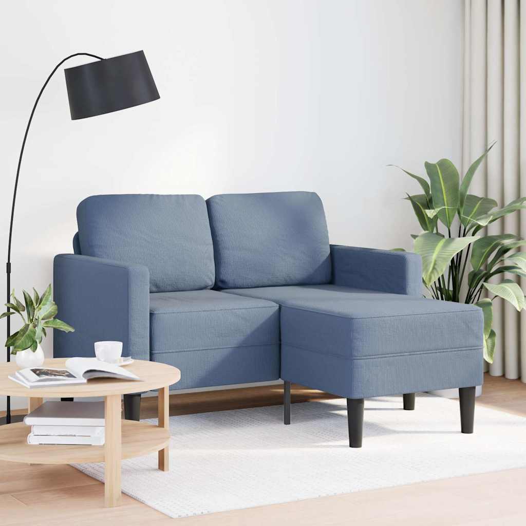 vidaXL 2-Sitzer-Sofa mit Chaiselongue L-Form Blau 125 cm Leinen