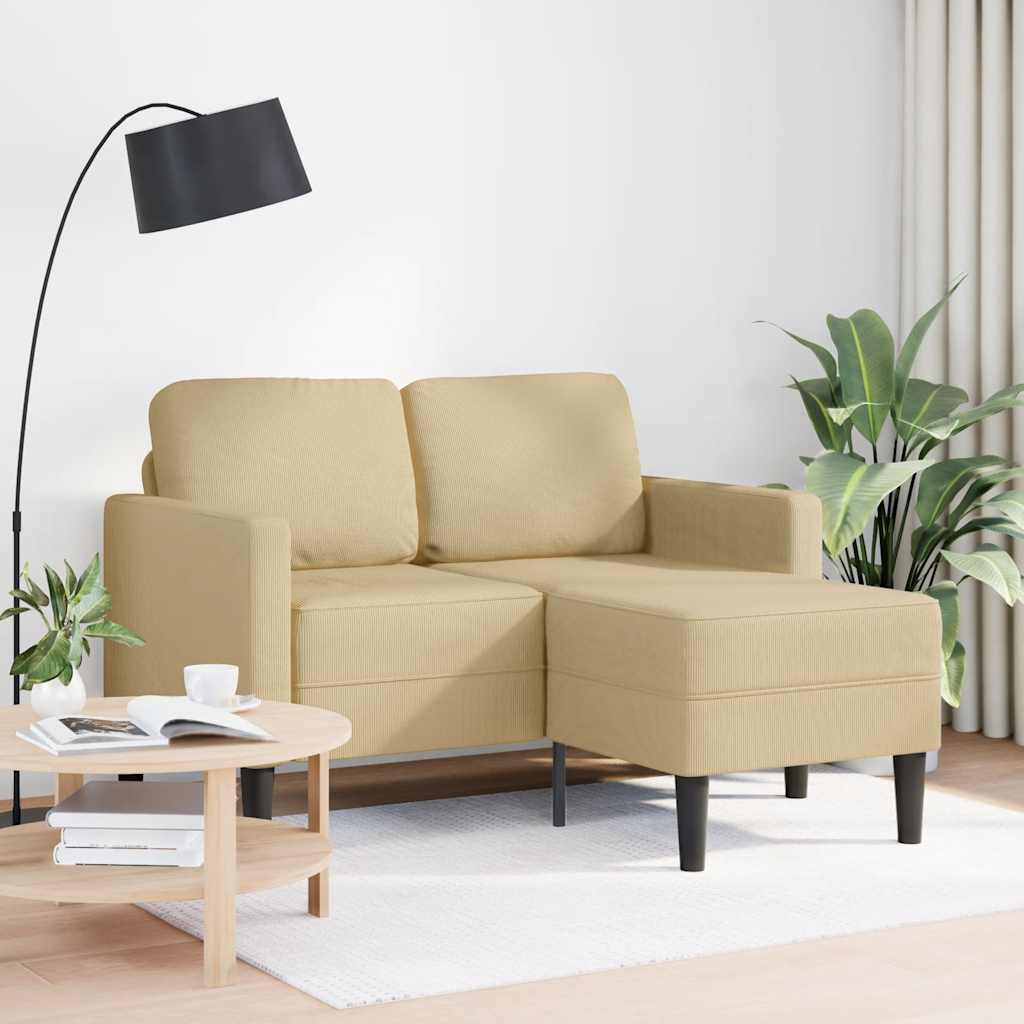 vidaXL 2-Sitzer-Sofa mit Chaiselongue L-Form Hellgrün 125 cm Leinen