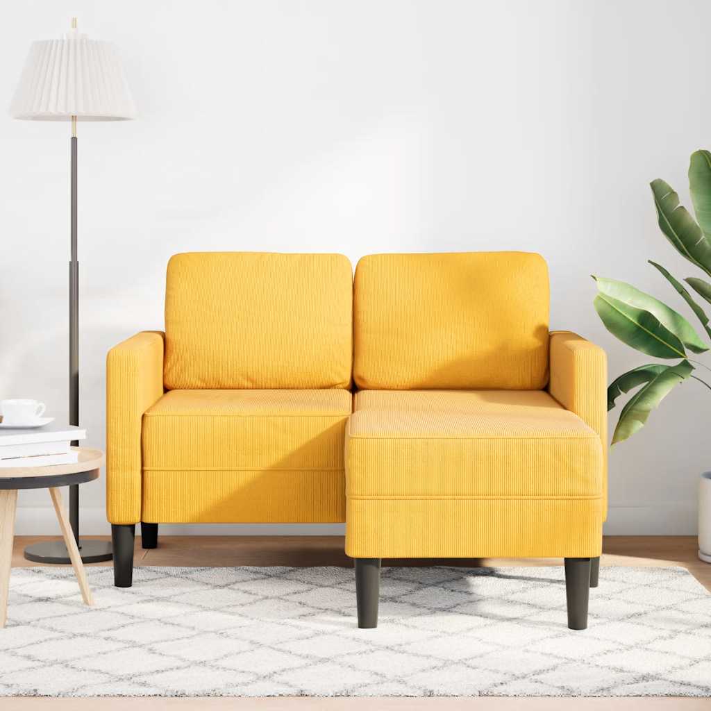 vidaXL 2-Sitzer-Sofa mit Chaiselongue L-Form Hellgelb 125 cm Leinen