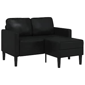 vidaXL kahekohaline L-kujuline diivan tugitooliga, must, 125 cm, kunstnahk