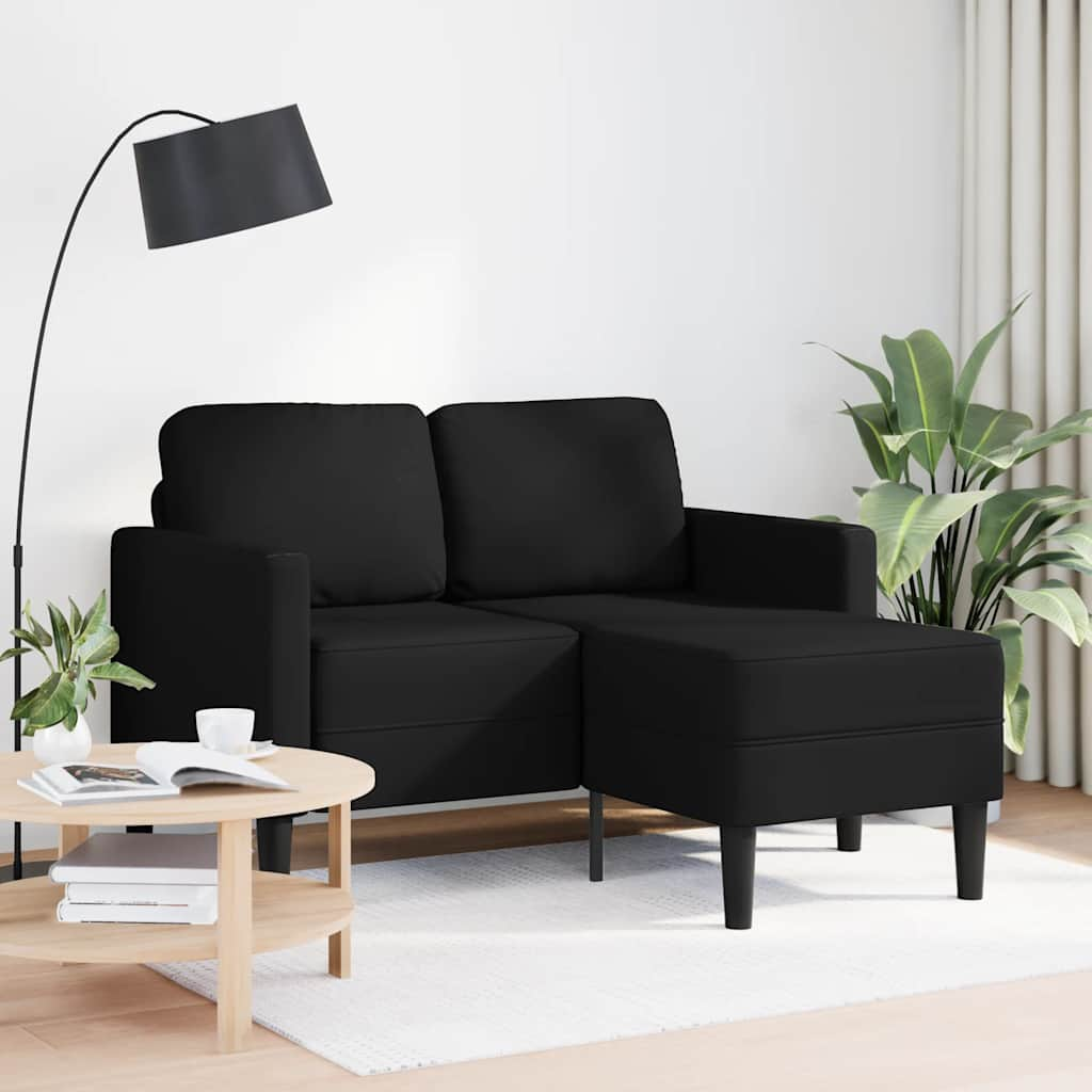 vidaXL 2-Sitzer-Sofa mit Chaiselongue L-Form Schwarz 125 cm Kunstleder