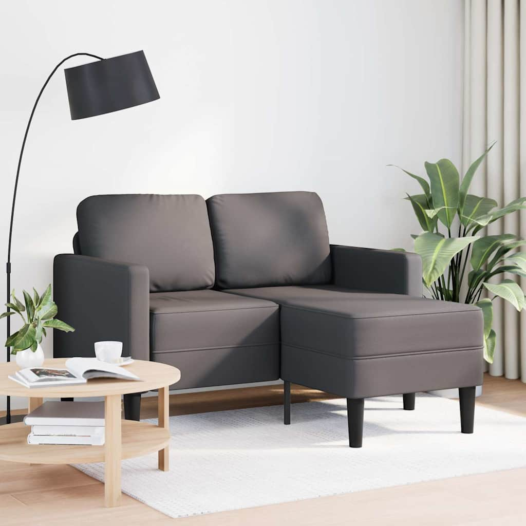 vidaXL 2-Sitzer-Sofa mit Chaiselongue L-Form Grau 125 cm Kunstleder