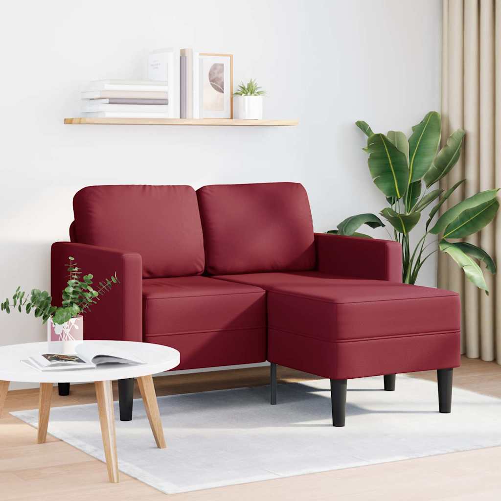 vidaXL 2-Sitzer-Sofa mit Chaiselongue L-Form Weinrot 125 cm Kunstleder