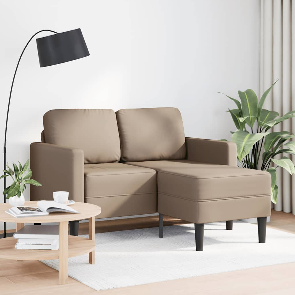 vidaXL 2-Sitzer-Sofa mit Chaiselongue L-Form Cappuccino-Braun 125 cm