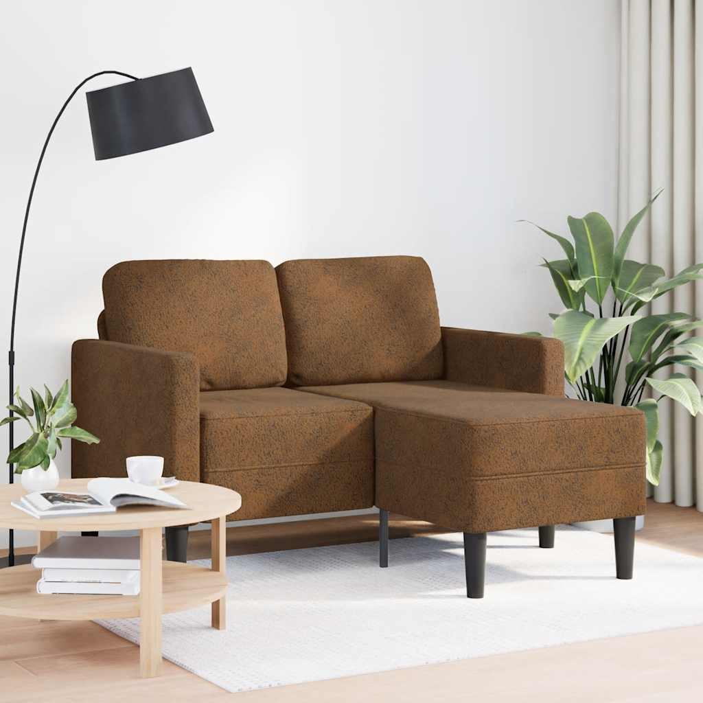 vidaXL barna műbőr 2 üléses kanapé L-alakú kanapéval 125 cm
