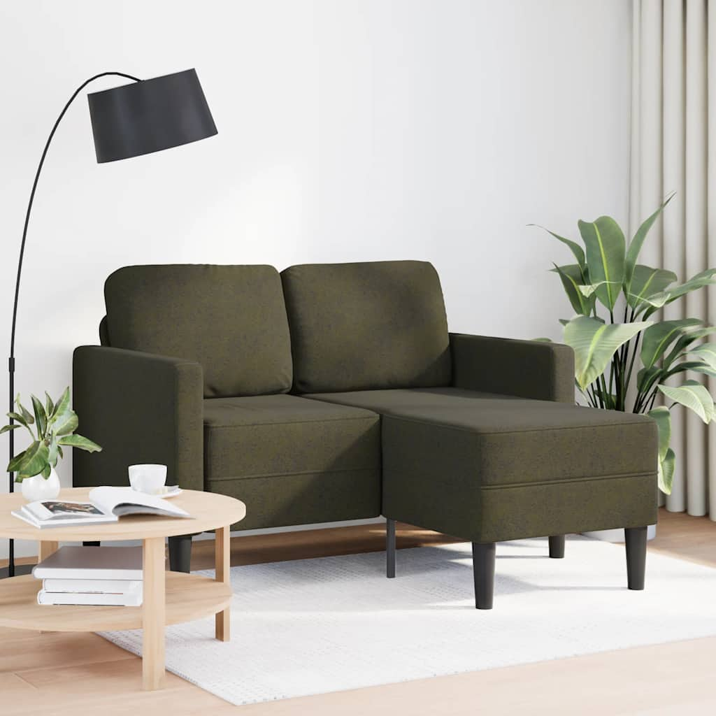 vidaXL 2er-Sofa mit Chaiselongue L-Form Armeegrün 125 cm Kunstleder