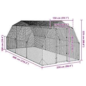 Výběh pro slepice 2,5x6x2,25 m pozinkovaná ocel - obrázek 8