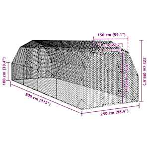 Výběh pro slepice 2,5x8x2,25 m pozinkovaná ocel - obrázek 8
